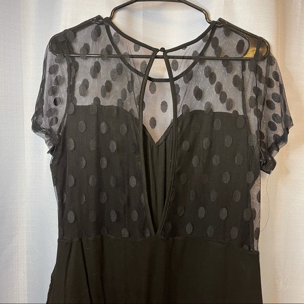 Shein | Black Polka Dot Mesh Bodysuit 2X new